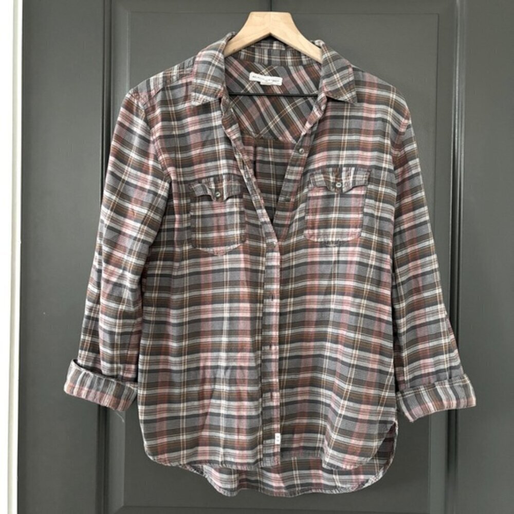 Melrose and Market Plaid Flannel Buttoned Plaid Warm Rustic w Front Pockets SM - Picture 2 of 7